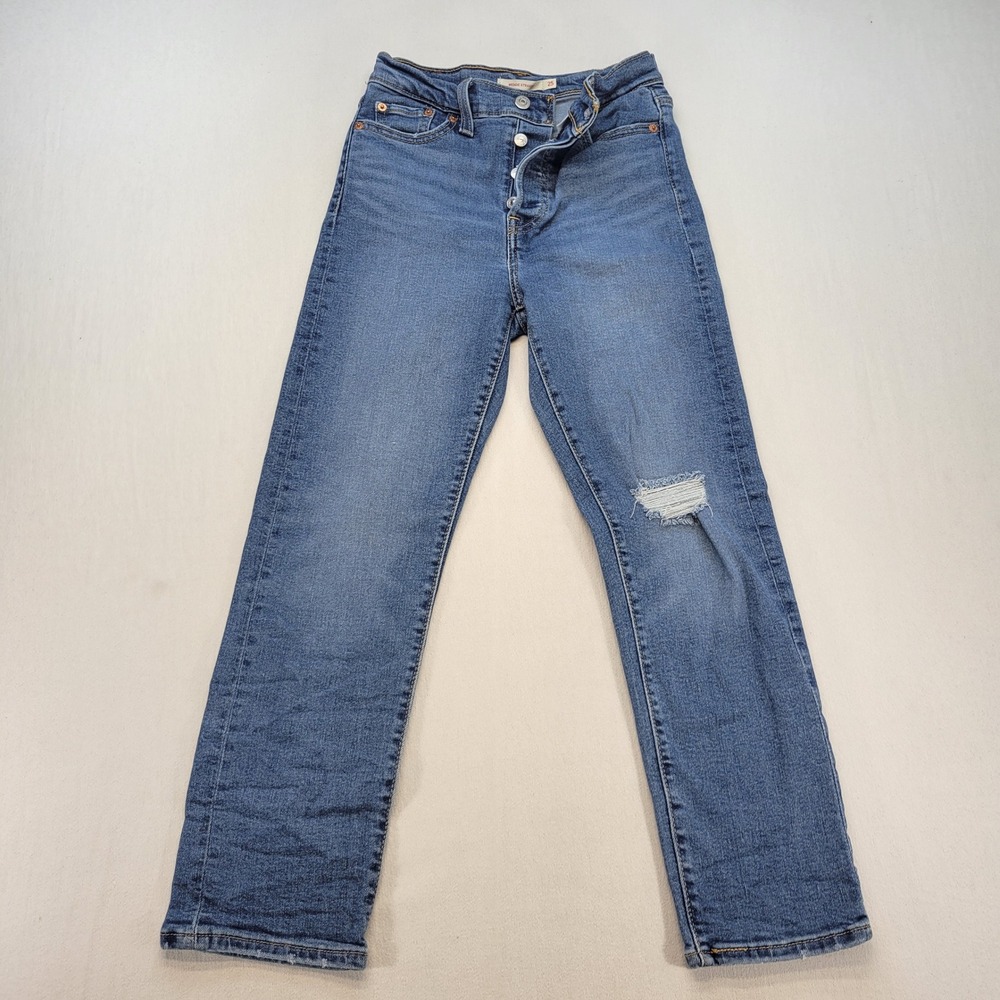 Levi's Wedgie Straight Jeans Womens 25 Blue Medium Wash High Rise Denim